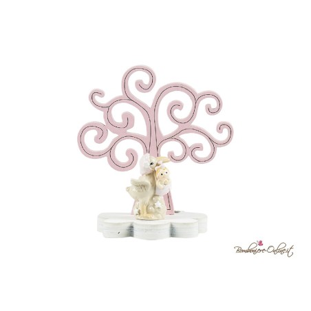 Albero della vita in legno con cicogna clip holder rosa o azzurro