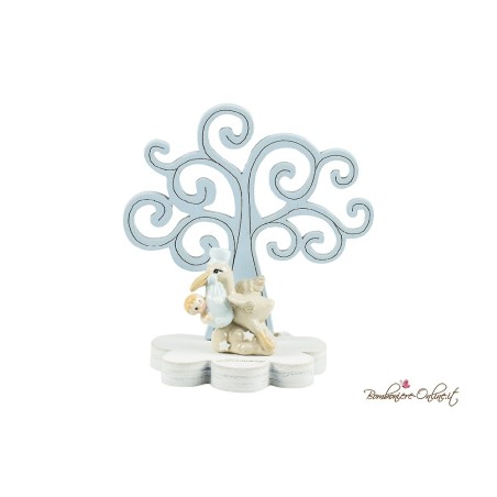 Albero della vita in legno con cicogna clip holder rosa o azzurro