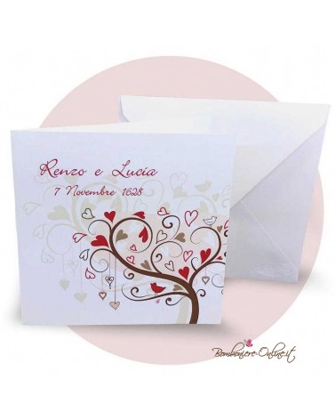 Segnaposto matrimonio con cuori bianco e rosa antico