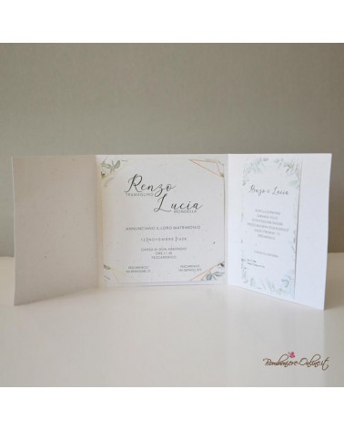 Partecipazione Matrimonio con carta flora giglio