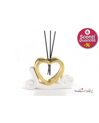 Diffondi profumo scritta "Love" e cuore oro