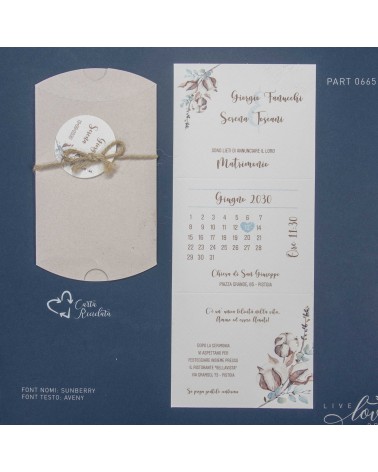 Partecipazione nozze Calendario fiori di cotone