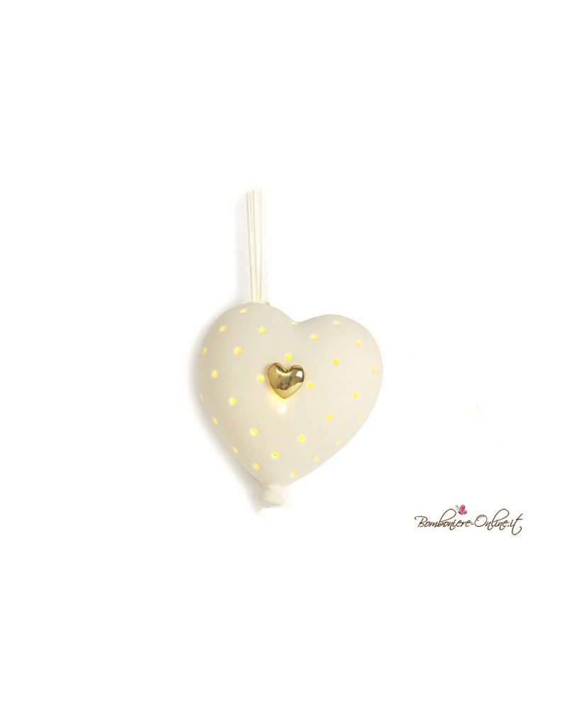 Bomboniera Profumatore piccolo da appendere Palloncino a Cuore Luce Led