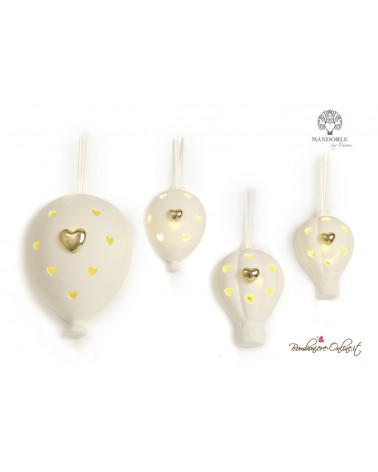 Bomboniera Profumatore piccolo da appendere Palloncino Cuore Oro Luce Led