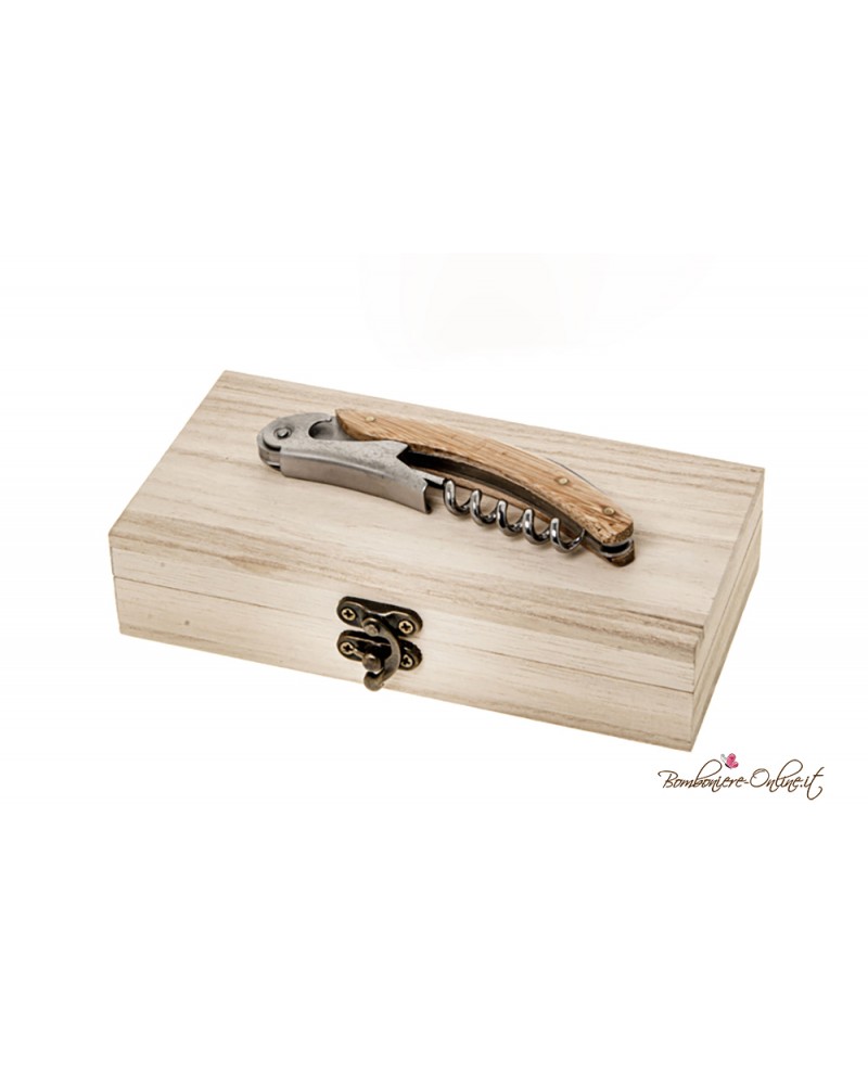 Bomboniera Cavatappi Brinda con Noi con Scatola in legno - BMB-M12A109-SI