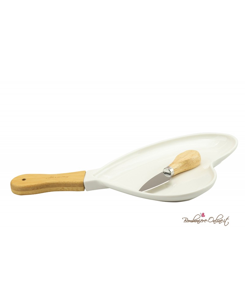 Bomboniera Set Tagliere Cuore e Coltello Formaggio