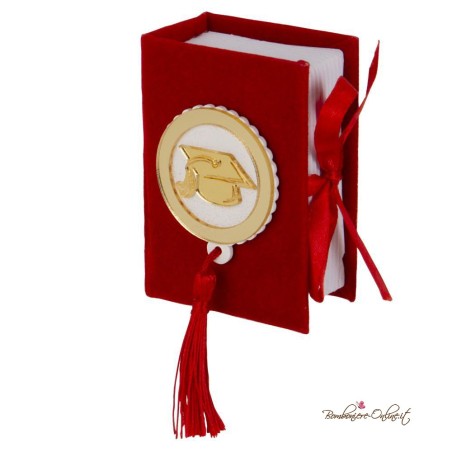 Scatolina porta confetti libro Laurea Velluto Rosso