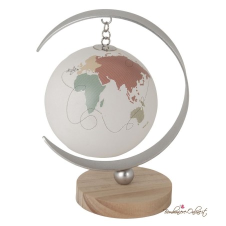 Bomboniera Matrimonio Comunione e Cresima tema viaggio GLOBE Mappamondo LED su Stand