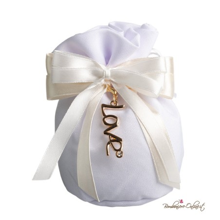 Sacchetto Portaconfetti con Charm Dorato Love